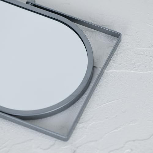 Oval Vanity Mirror with Stand - Metal Frame, Silver, 8.9x5.9 Inches