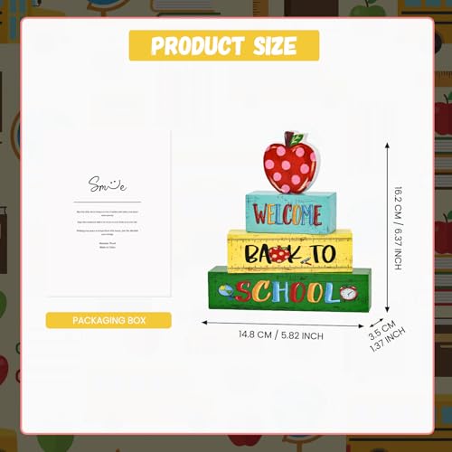 Back to School Wooden Table Decor with Apple & Pencil Design