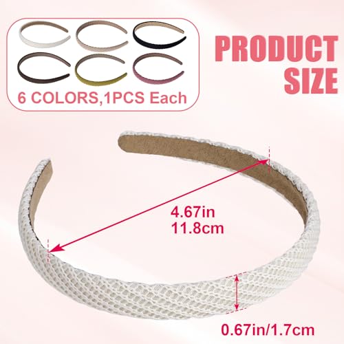 Incinkod 6 Pack Thin Non-Slip Knit Headbands for Women - Black, White, Khaki, Coffee, Pink, Yellow