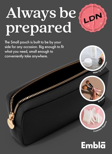 Embla Small Black Travel Cosmetic Pouch – Nylon Makeup Bag & Toiletry Organizer