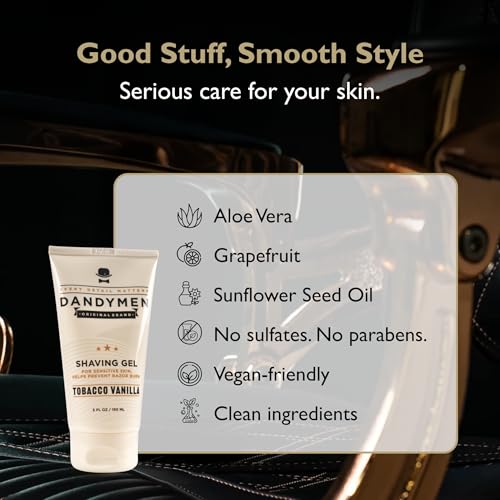 Clear Shaving Gel for Men - Tobacco Vanilla, 5 oz - Hydrating Formula for Sensitive Skin