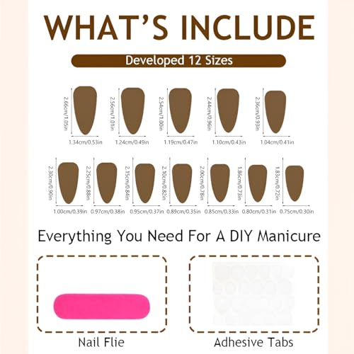 Gold Almond Press On Nails with White French Tips - 24 Pcs Set