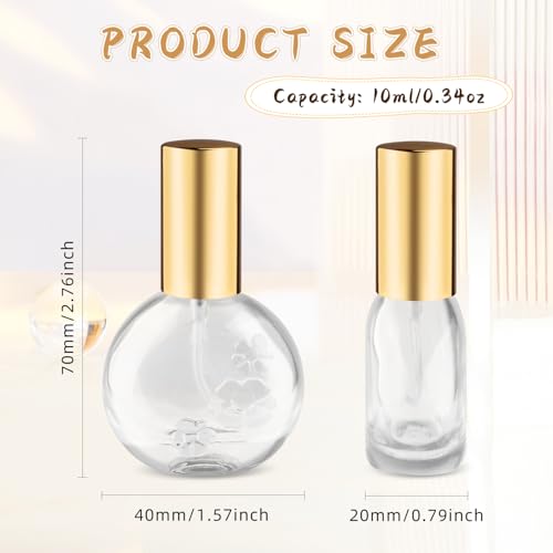 Mirrline 12 Pcs 10ml Glass Perfume Spray Bottles, Refillable Fine Mist Atomizer