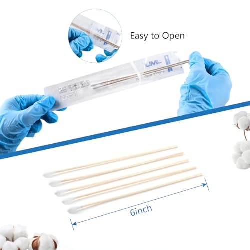 JMU 6 Inch Sterile Cotton Swabs Pack of 200 - Medical Grade Applicators