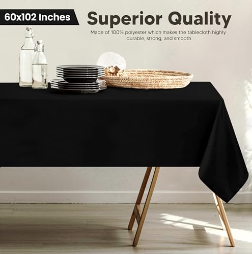 Utopia Kitchen Rectangle Tablecloth 60x102 Inches - Black