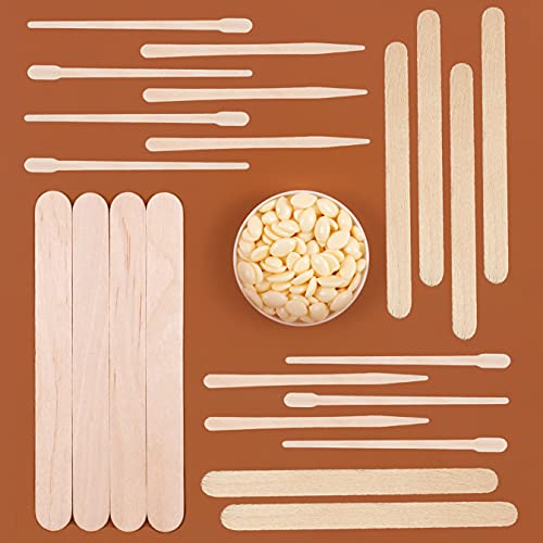 500 Pcs Assorted Wooden Wax Sticks for Eyebrow & Body Waxing