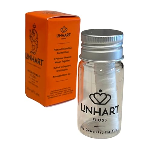 Linhart Eco-Friendly Refillable Glass Dental Floss - Mint & Xylitol, 25m, Sensitive Gums
