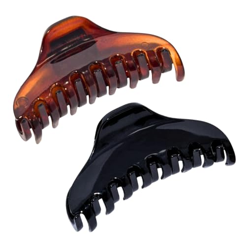 Parcelona French Small Black Hair Claw with No-Slip Grip
