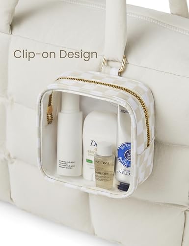 Yarnic Clear Makeup & Travel Organizer Bag Set - Beige Checker, Mini Duo