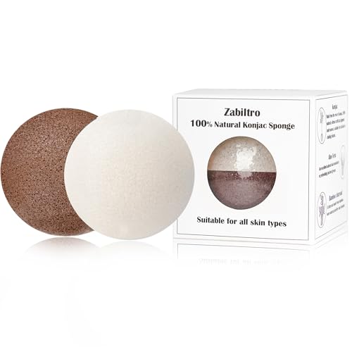 Natural Konjac Facial Sponges 2-Pack - Gentle Exfoliating Cleansing Pads for Face & Body