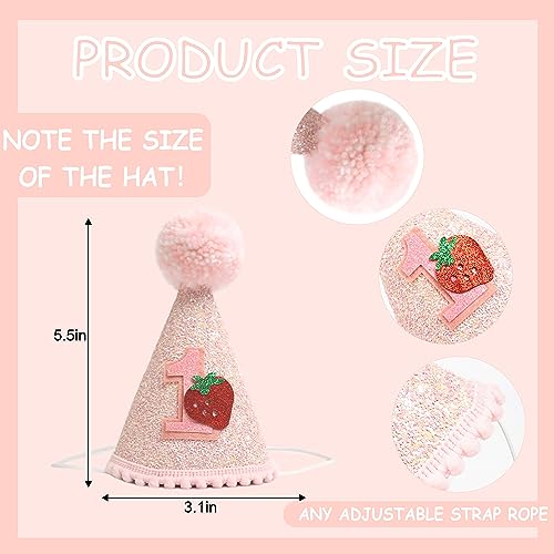Handcrafted Strawberry Birthday Hat - Pink Party Headwear for 1st Birthday