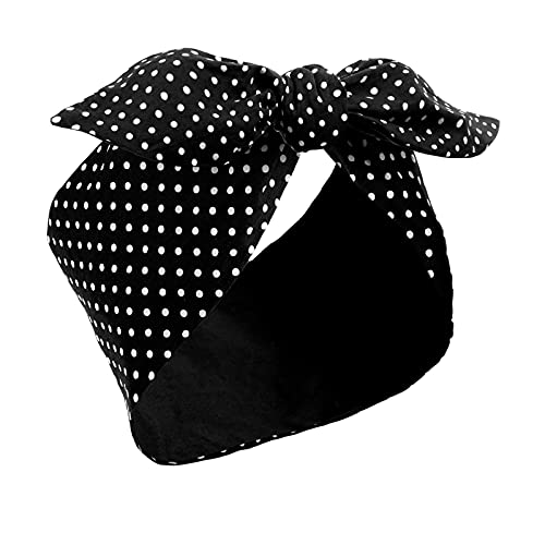 Hicarer Black Polka Dot Headband with Twist Bow - Small Dots