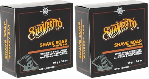 Suavecito Whiskey Bar Shave Soap 3.5oz Pack of 2 - Men's Grooming, Softens Hair