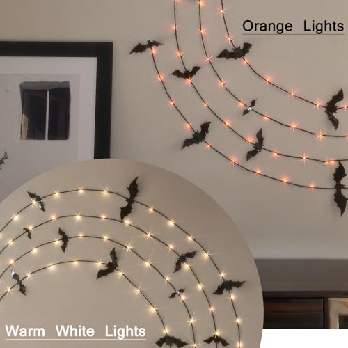 Hairui 6FT Lighted Halloween Garland with 80 LED Bats