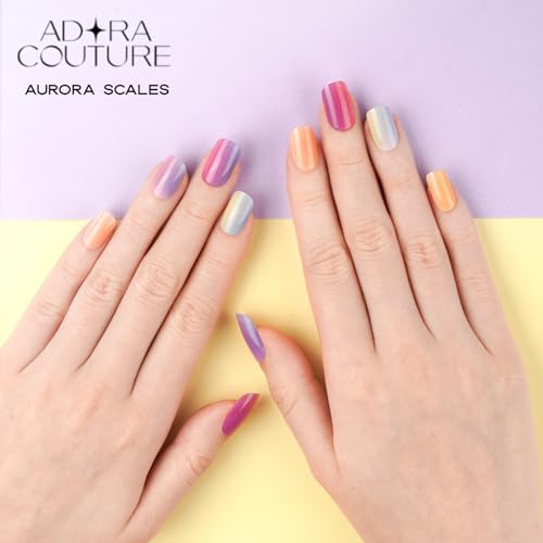 Adora Couture Semi-Cured Gel Nail Strips Kit - 20 Pieces with Prep Pads, Nail File & Wooden Stick