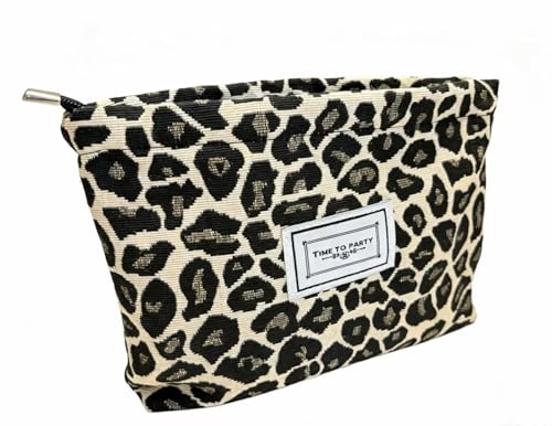 COOLOME Leopard Makeup Bag - Small Pouch, Zippered Cosmetic Organizer for Women