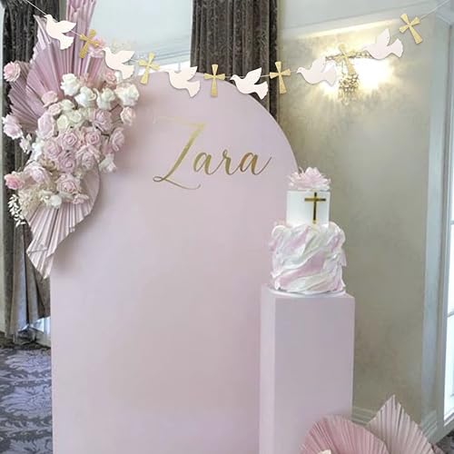 Elegant Christening Dove and Cross Banner for Religious Celebrations
