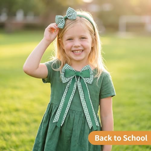 15-Piece School Uniform Hair Bows Set - Grosgrain Clips & Headbands