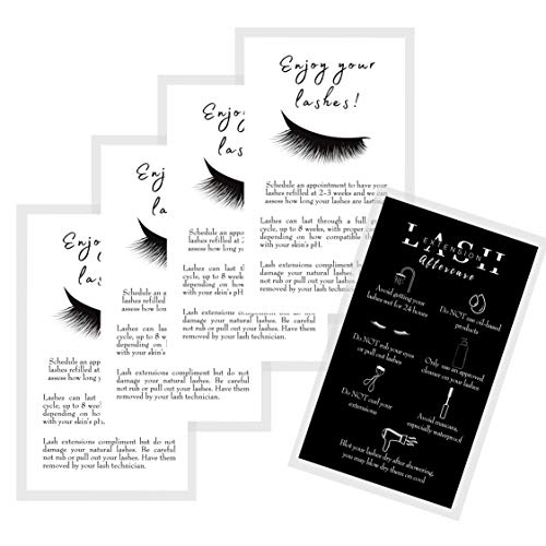 Lash Extension Aftercare Instructions Cards - 50 Pack, Double Sided 3.5x2 Inches, Professional Lash After Care Tips for Eyelash Extensions