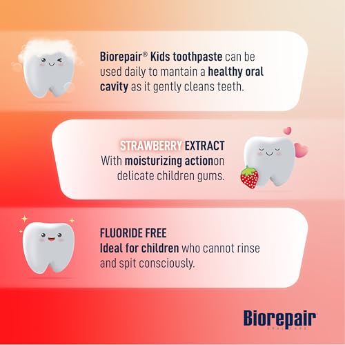 Biorepair Kids Toothpaste with Hydroxyapatite - Strawberry Flavor, Fluoride-Free, 2.12 Oz
