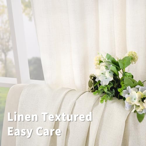 Ivory Faux Linen Cafe Curtains - 24x36 Set of 2 Panels