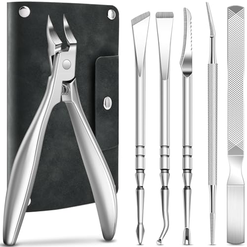 6PCS Ingrown Toenail Treatment Set with Leather Case - Professional Pedicure Tools