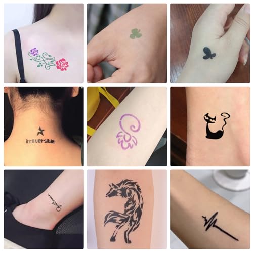 PFARRER 8 Bottles Color Temporary Tattoo Ink Kit with 105 Stencils for Body Art & Kids