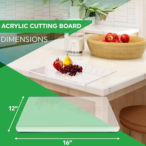 Acrylic Cutting Board with Counter Lip - Non-Slip & Durable 16x12