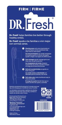 Dr. Fresh Firm Nylon Bristle Toothbrushes - 6 Pack for Adults