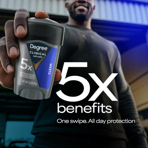 Degree Men Antiperspirant Deodorant Clean 72-Hour Sweat & Odor Protection Prescription-Strength Antiperspirant For Men with MotionSense Technology 1.7 oz