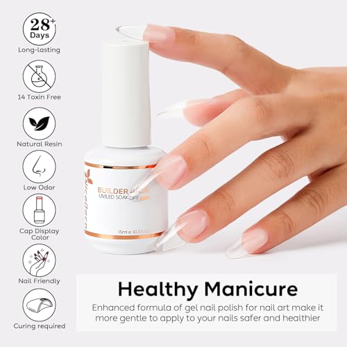 Nicedeco HEMA-Free Clear Builder Nail Gel 15ML 7-in-1 Nail Extension & Strengthener