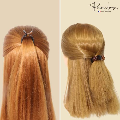 Parcelona French Round Tortoise Shell Hair Clips - 2 Count