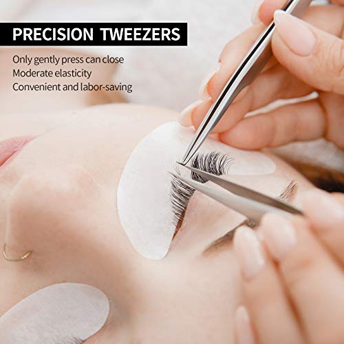 3 Pcs Stainless Steel Precision Tweezers for Eyelash Extension