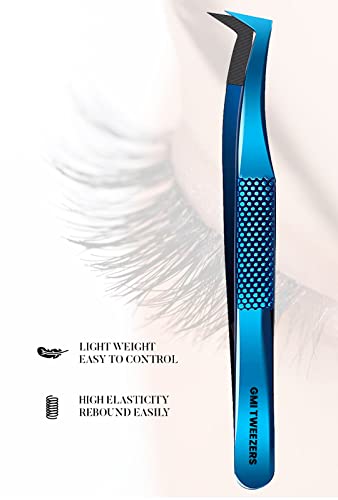 GMI Lash Tweezers Set - 4 Stainless Steel Blue Plasma Eyelash Tools