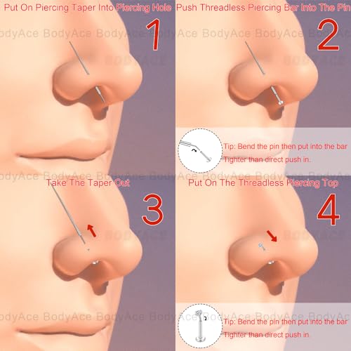 BodyAce Piercing Taper Tool - Stainless Steel Jewelry Insertion Kit