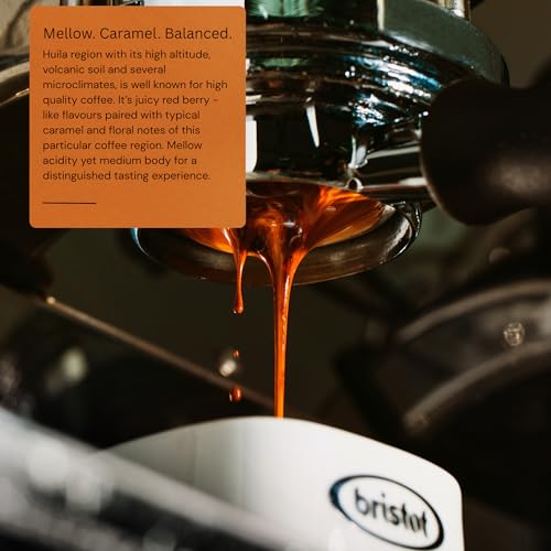 Bristot Colombia Huila Espresso Beans - 100% Arabica - Medium Roast with Red Berries, Marzipan & Toffee - 7.93 oz