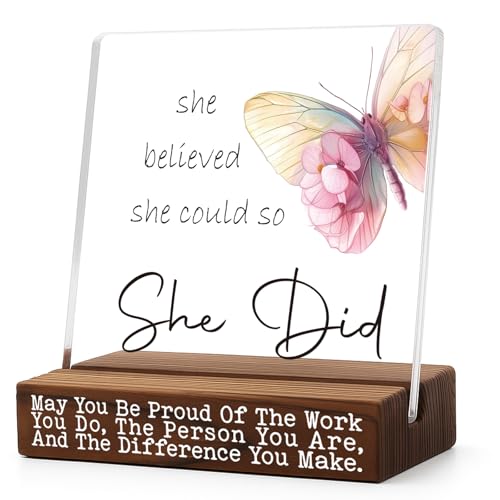Inspirational Butterfly Desk Decor - She Believed She Could Gift