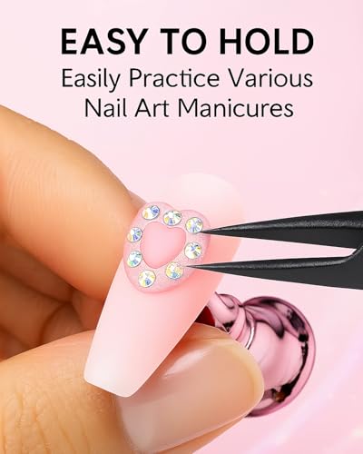 Nail Practice Stand Set - 2 Pink Acrylic Bases & 10 Magnetic Holders