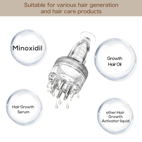 Scalp Applicator Comb,Minoxidil Applicator tool,Hair Oil Essential Serum Liquid Massager for Hair Growth, Follicle Care Treat hair Loss Thinning (Transparent)