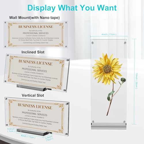 Boloyo Acrylic Business License Display Frame - 10 Inch Clear Holder