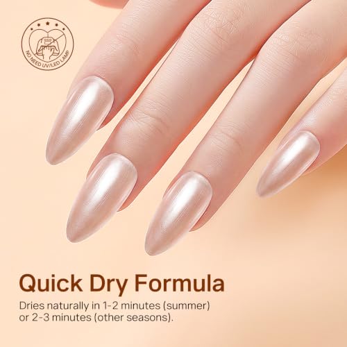 MIZHSE Champagne Rose Gold Pearl Nail Polish - Quick Dry Shimmer 0.54 fl oz