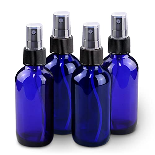 4 oz Mini Glass Spray Bottles with Funnel & Dropper - Travel Set (4 Pack)
