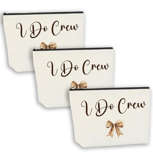 3-Piece I Do Crew Wedding Emergency Kit: Waterproof Bridesmaid Makeup Bags