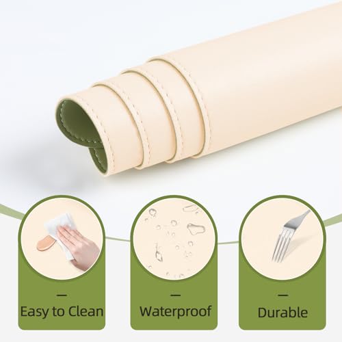 TOHONFOO Makeup Mat for Vanity Desk - 23.6x11.8in, Beige & Olive Green