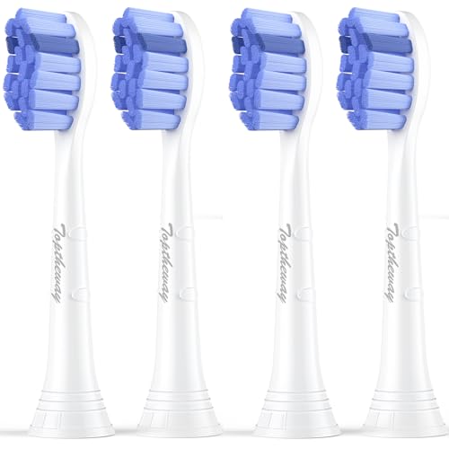 Toptheway Blue 4-Pack Soft Replacement Toothbrush Heads for Philips Sonicare Click-On | Gum Care for Sensitive Teeth G2/C2/C1