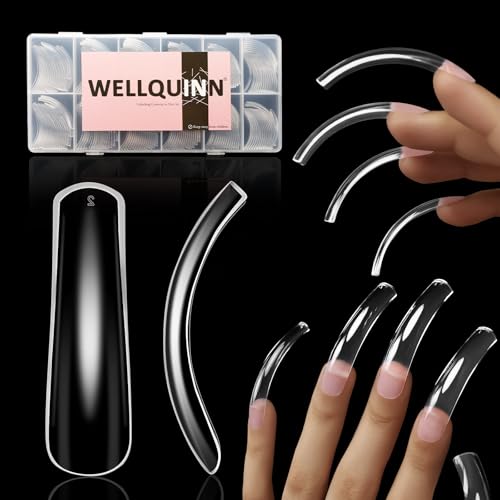240Pcs Pro-Thicken Curved Square Press-On Nails - Extra Thick Clear Full Cover