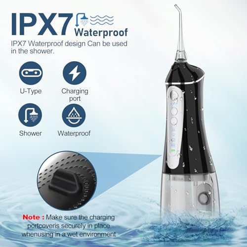 Grinest Cordless Water Dental Flosser - Portable Oral Irrigator with 6 Tips