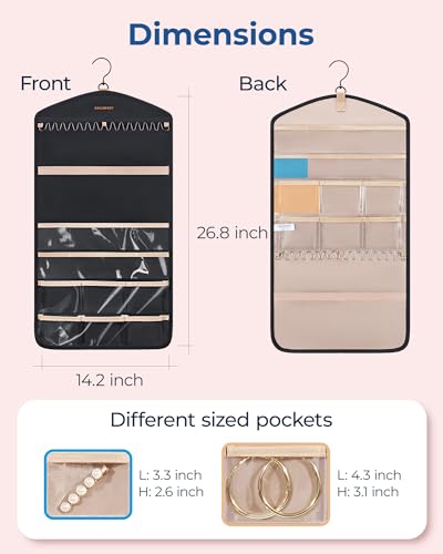 BAGSMART Double-Sided Hanging Jewelry Organizer with Hooks - Black