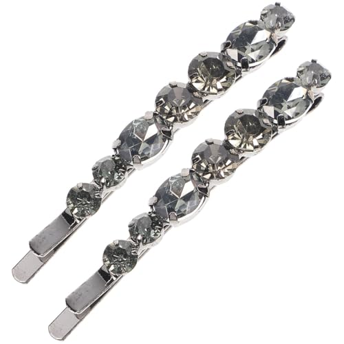 Lurrose Black Rhinestone Bobby Pins 2-Pack Elegant Hair Accessories