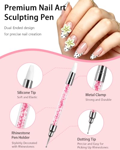 Professional Nail Art Brush Set with Sponges & Dotting Tools for DIY & Salon